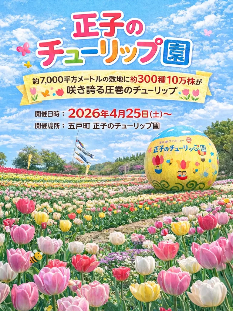 正子のチューリッぷ園 | 4/25(土)〜5月中旬 | 300種10万株が咲き誇る圧巻の花景色 | 青森県五戸町