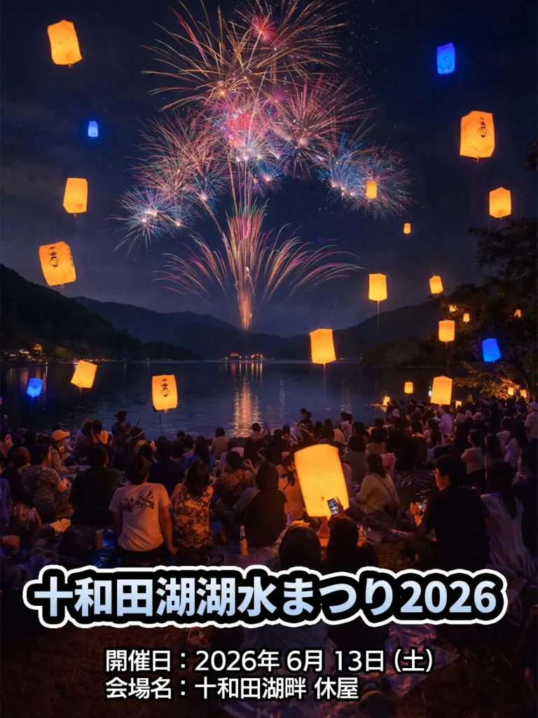 十和田湖畔休屋で開催される第61回十和田湖湖水まつりイメージ画像です