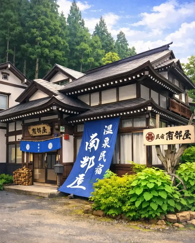 温泉民宿 南部屋｜加温・加水なしの源泉100%掛け流し、素朴な古民家で湯の花を楽しむ｜青森県十和田市