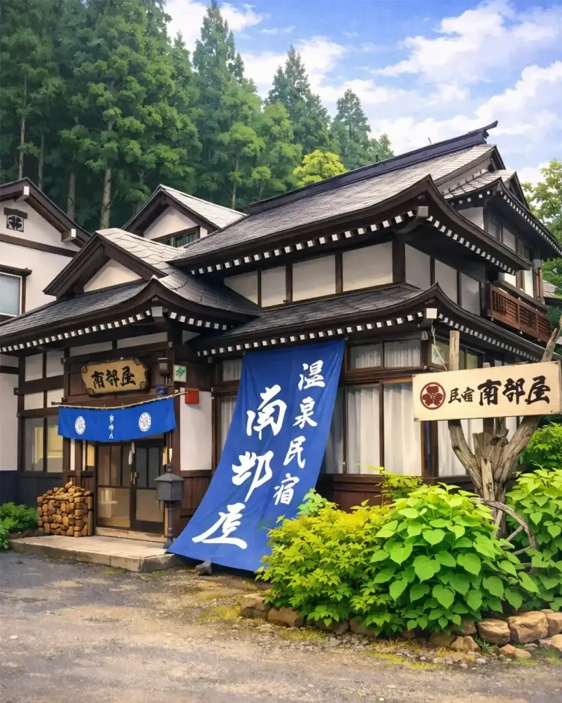 温泉民宿 南部屋｜加温・加水なしの源泉100%掛け流し、素朴な古民家で湯の花を楽しむ｜青森県十和田市