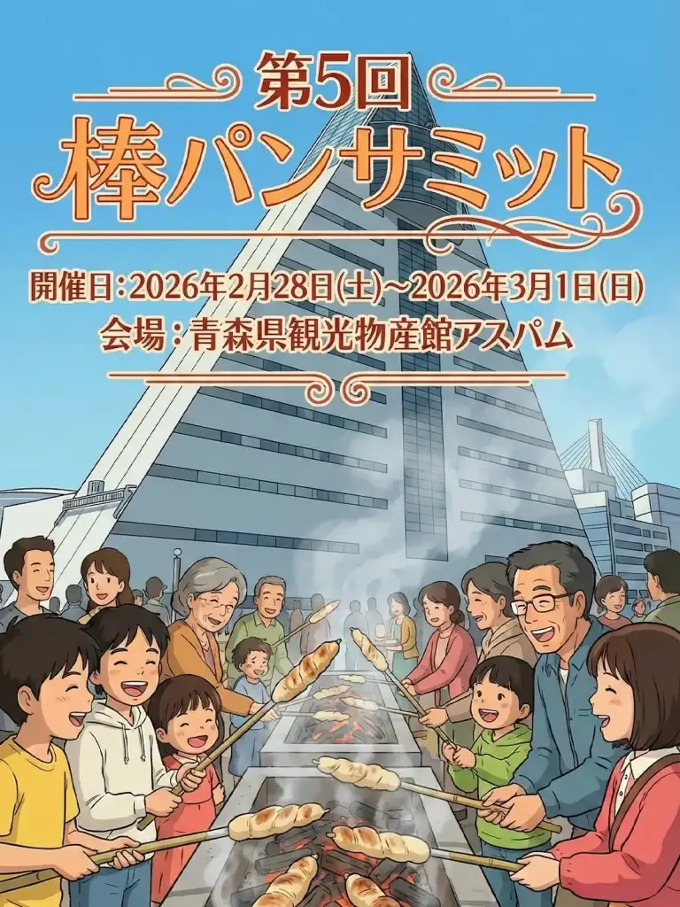 棒パンサミット2026 青森県青森市 棒パンを炭火で焼く体験の様子