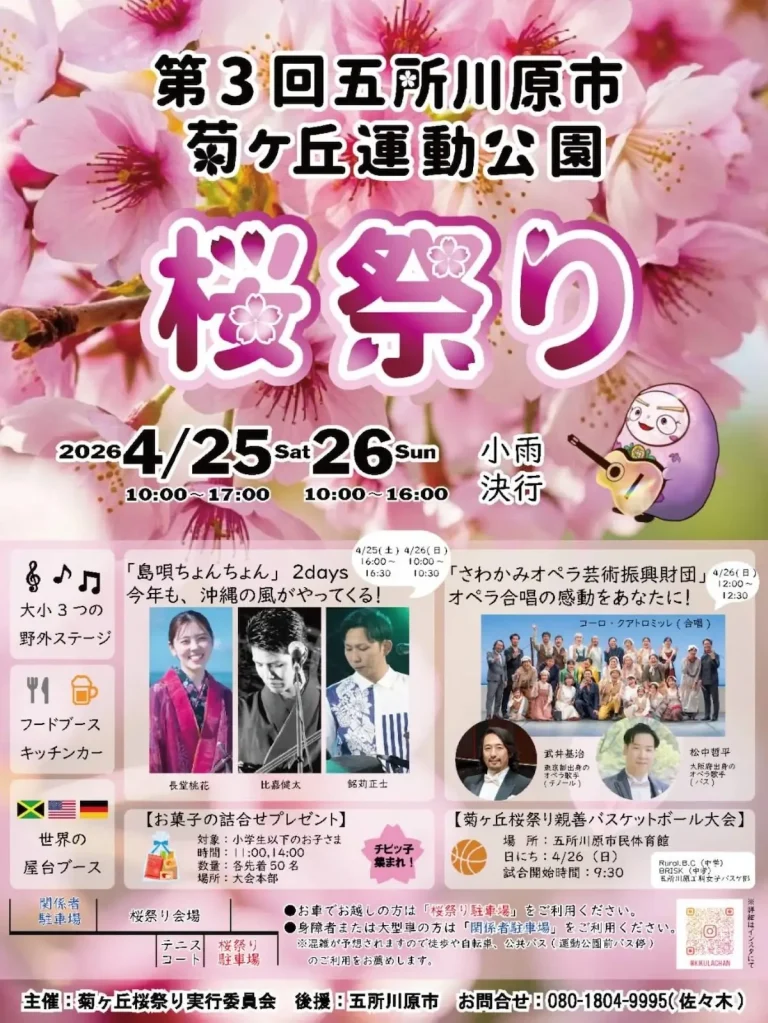 第3回五所川原市菊ヶ丘運動公園桜祭り 青森県五所川原市 イベントポスター画像