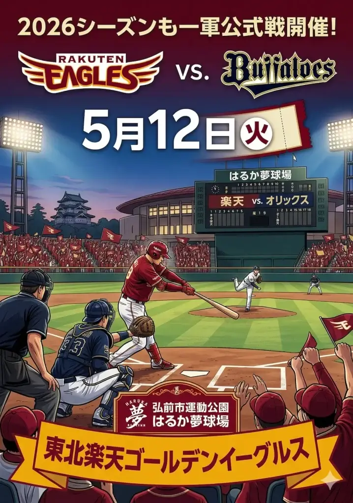 [熱戦！] プロ野球一軍公式戦 楽天vsバファローズ | 青森県弘前市