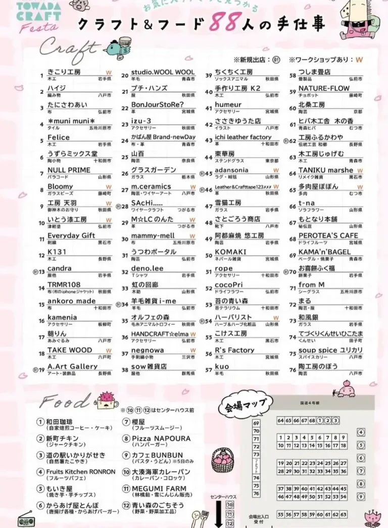 第6回とわだクラフトフェスタ出店リスト