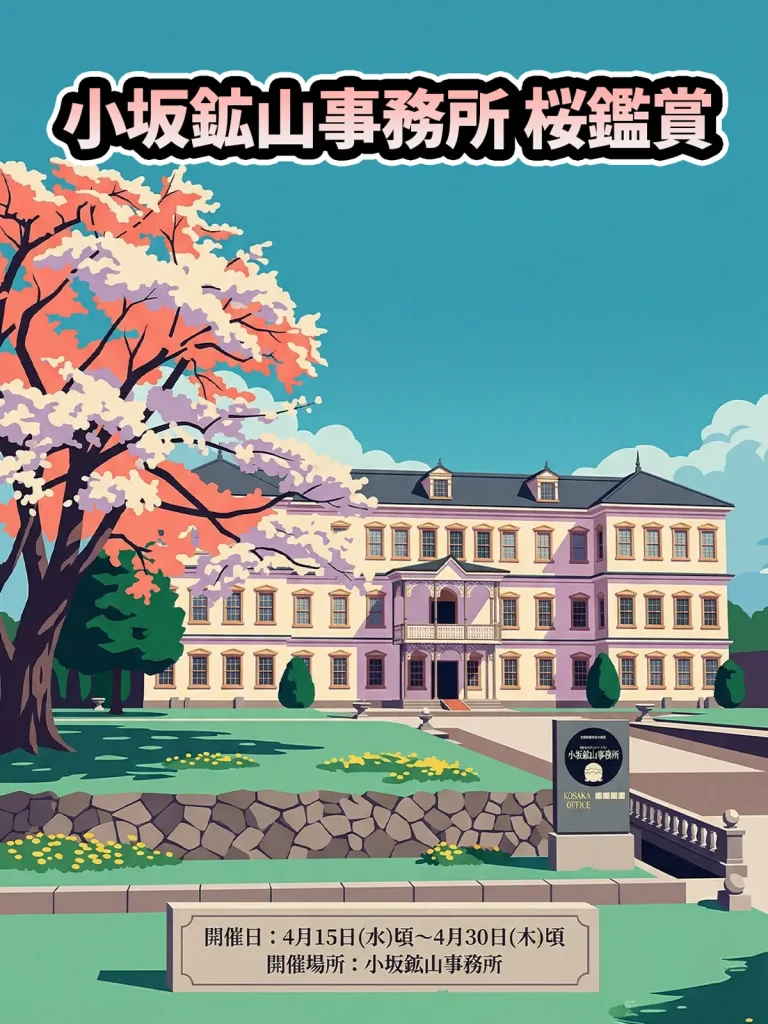 小坂鉱山事務所 桜鑑賞 秋田県小坂町 桜と洋館の風景
