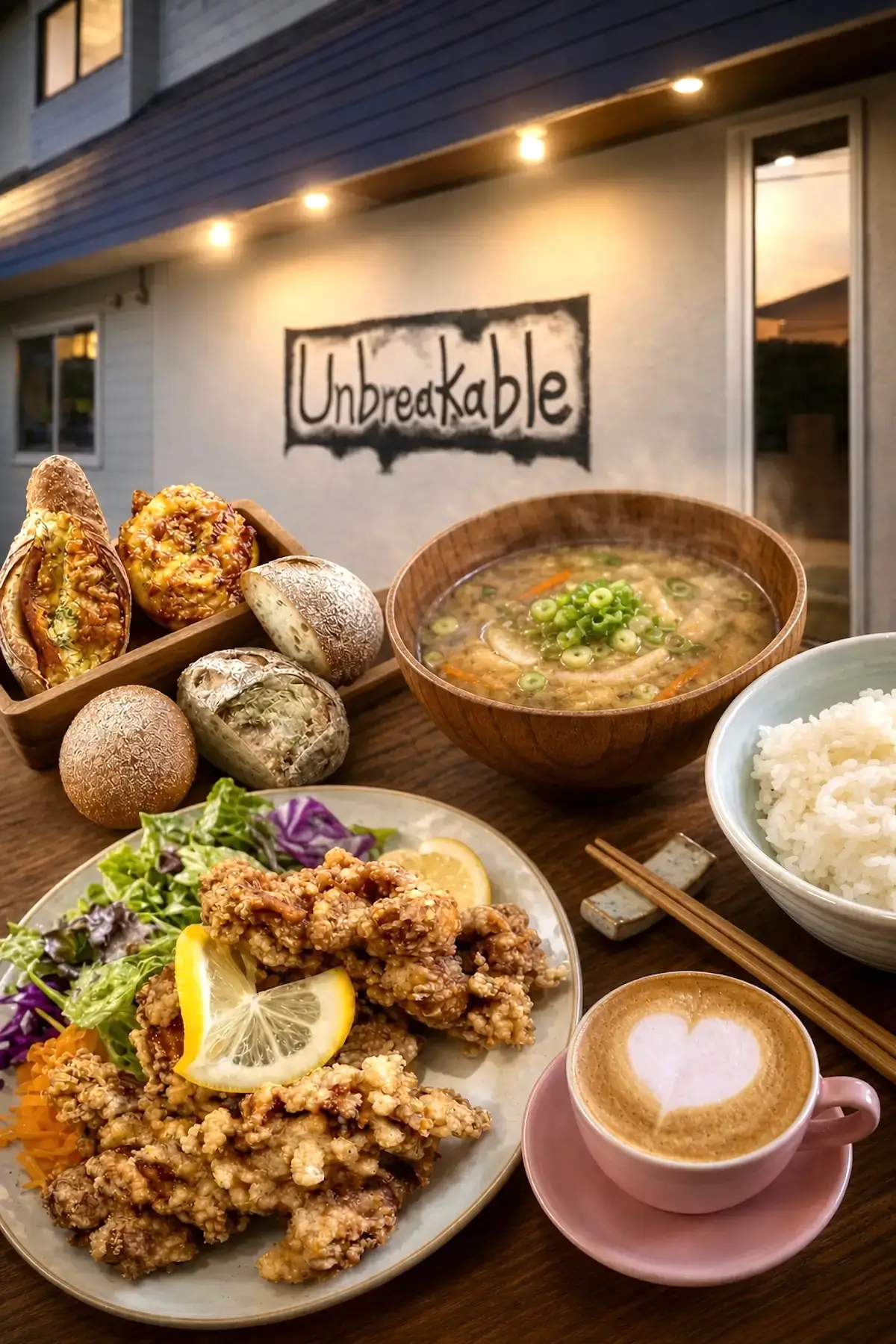 Unbreakable(アンブレイカブル)|十和田市の店舗外観とランチセットの画像