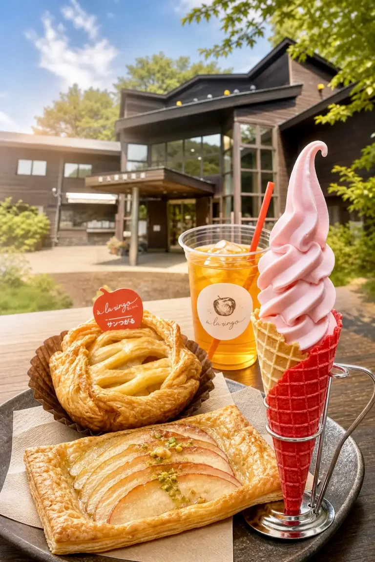 あら、りんご。青森奥入瀬渓流店｜十和田市｜店舗外観とりんごスイーツのアイキャッチ画像
