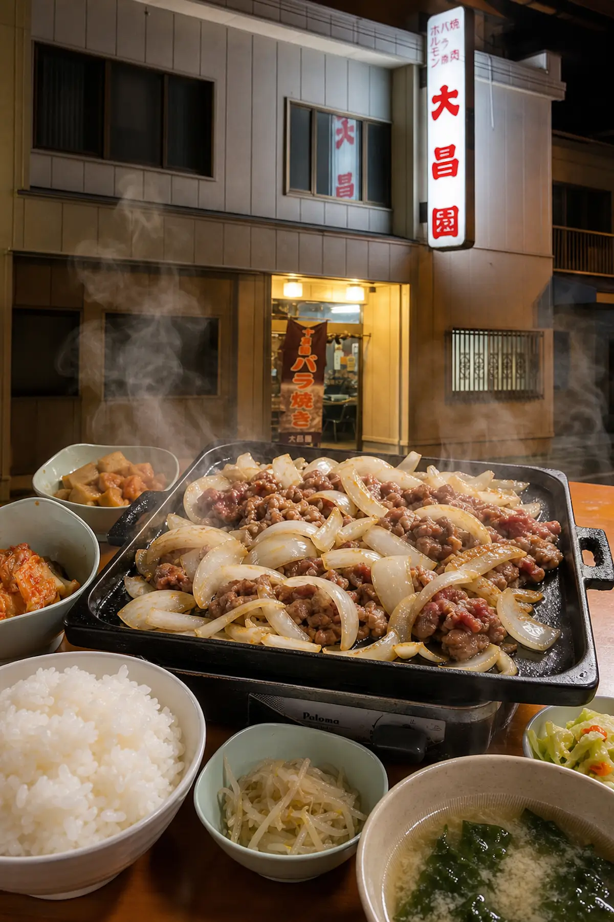 十和田市 焼肉大昌園 十和田名物バラ焼きと店舗外観