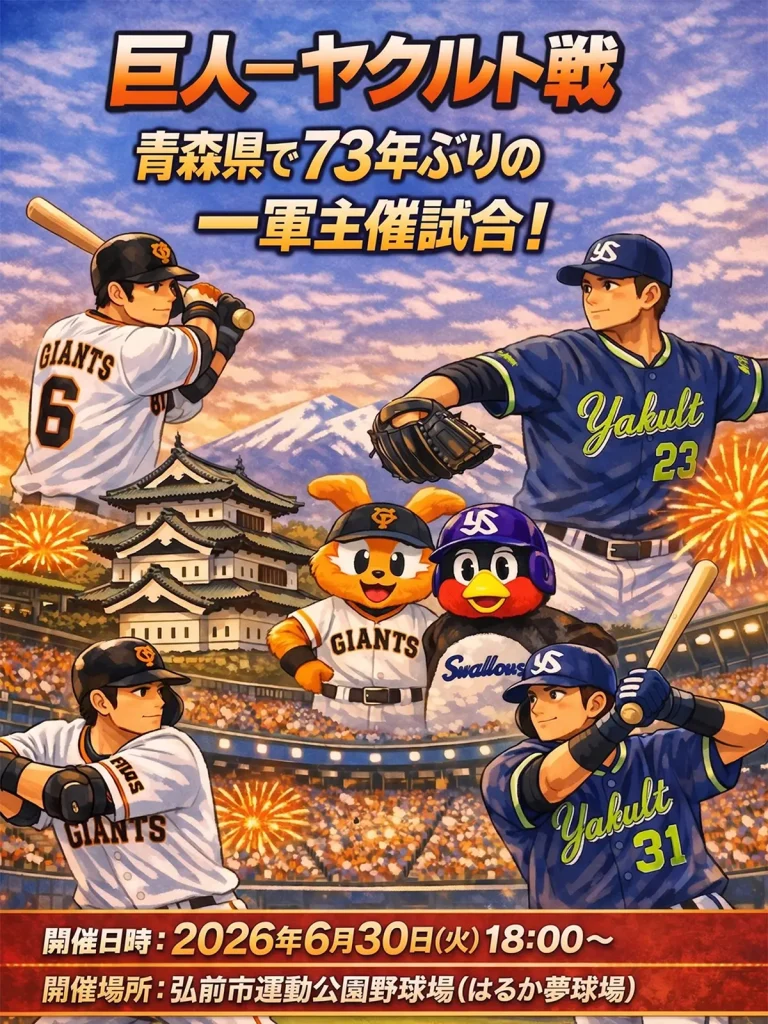 プロ野球 巨人－ヤクルト戦 青森県弘前市 試合や選手の様子