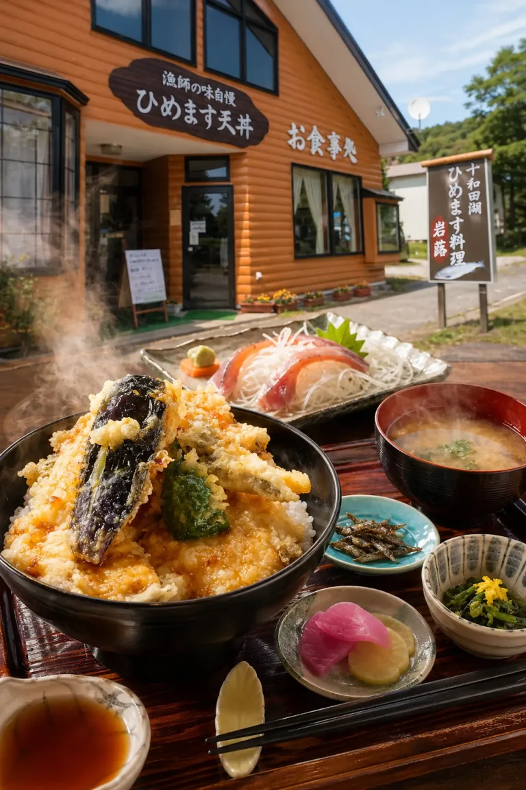 岩蕗の十和田湖ひめます天丼とひめますのあら汁