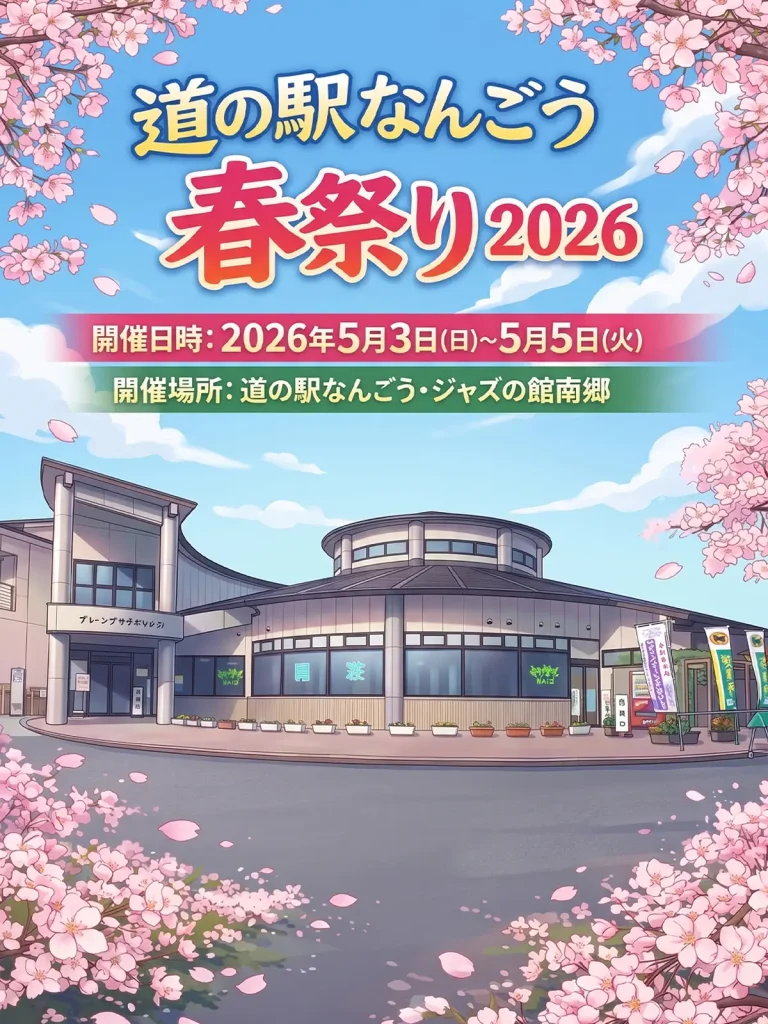 道の駅なんごう 春祭り2026 青森県八戸市 ジャズライブや屋台出店のチラシ画像