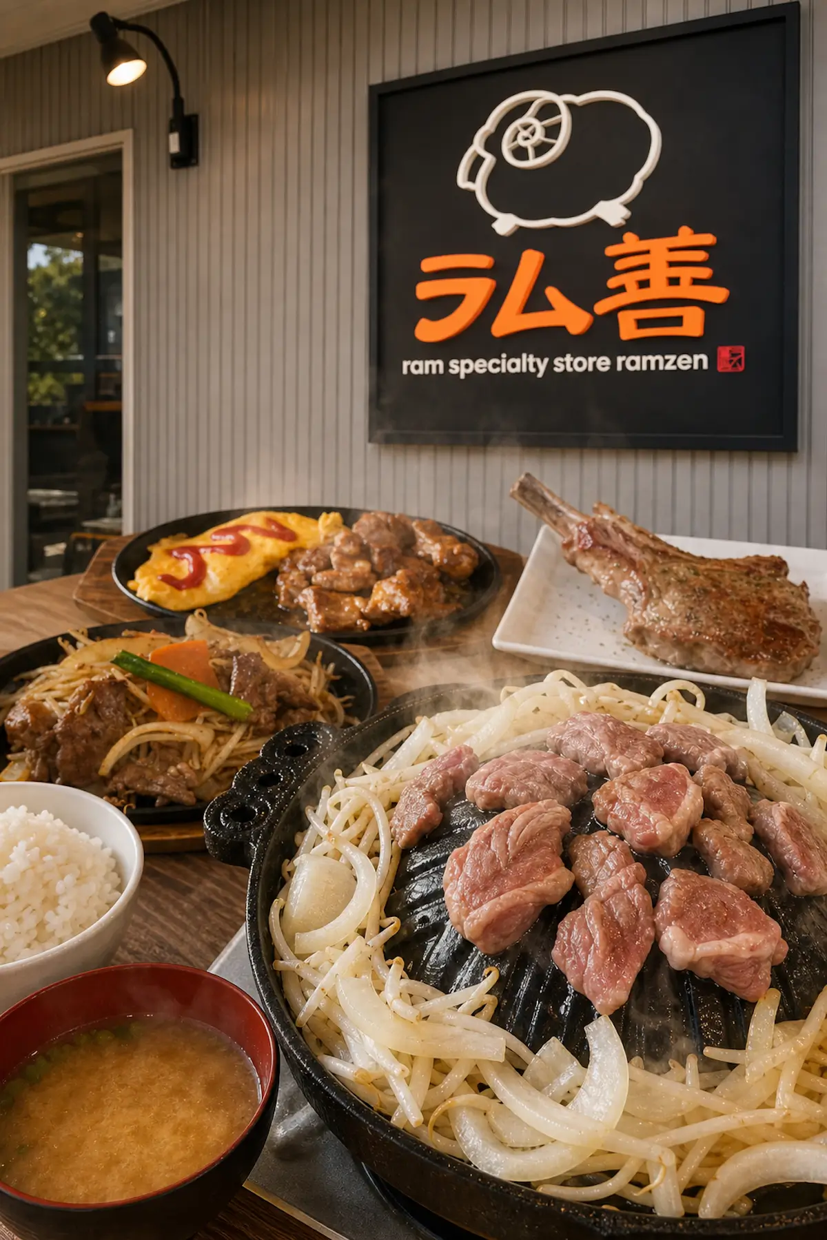 ラム善 十和田市 店舗看板とラム料理のアイキャッチ画像