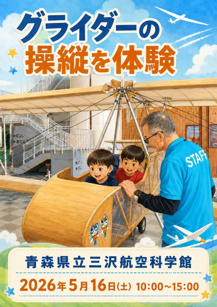 グライダーの操縦を体験 | 5/16(土) | 三沢航空科学館で開催 | 青森県三沢市