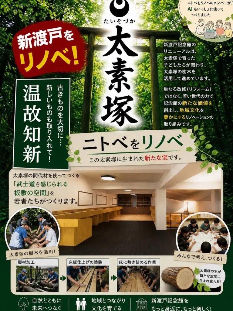 新渡戸記念館 再生プロジェクト［ニトベ.ヲ.リノベ］ 青森県十和田市のリノベーション体験イベント告知画像