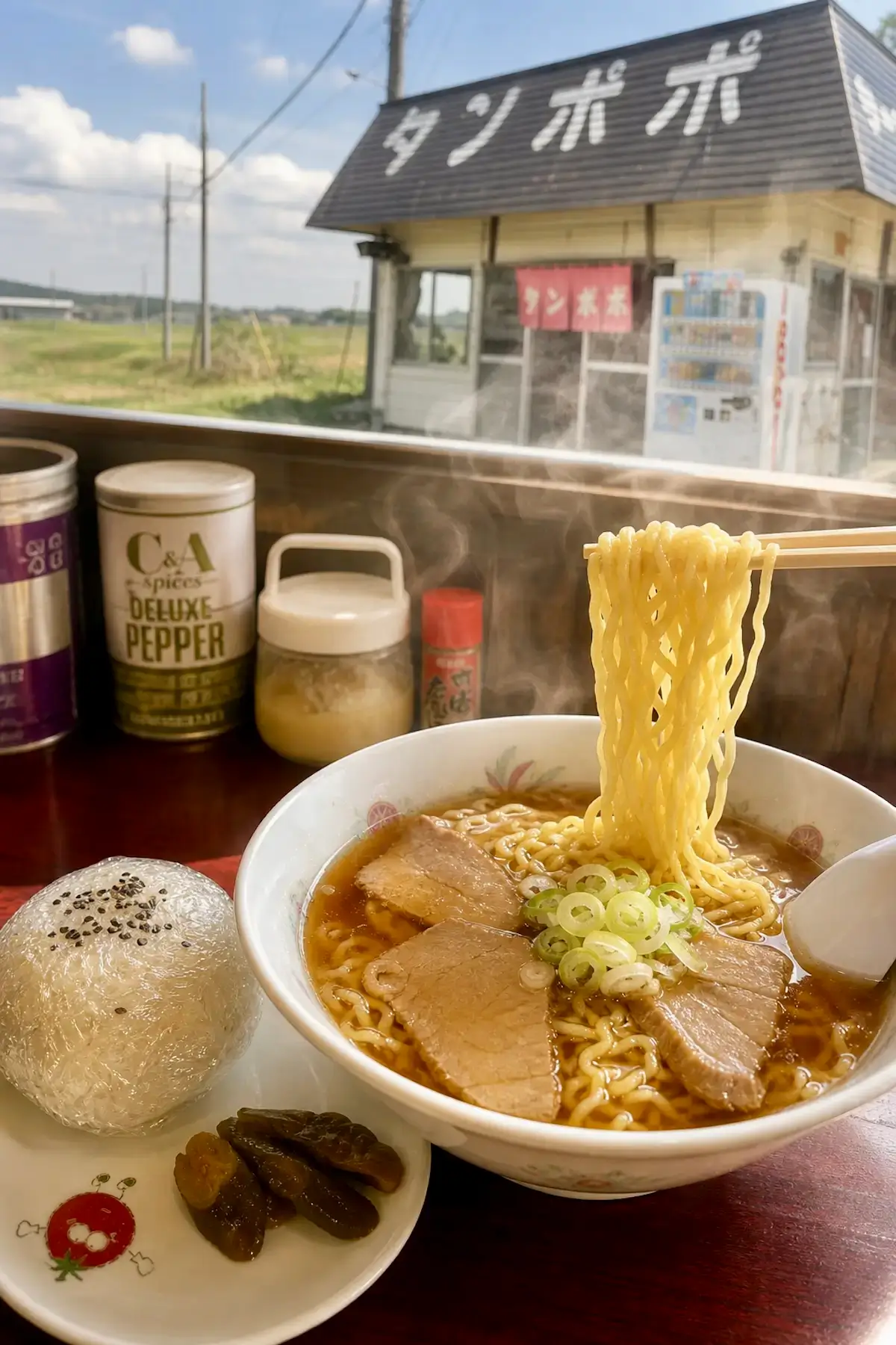 タンポポ食堂のラーメンとおにぎり 青森県十和田市奥瀬