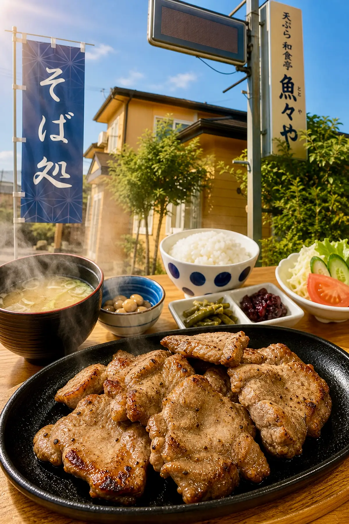 天ぷら 和食亭 魚々やの豚たん定食｜青森県十和田市の和食ランチ