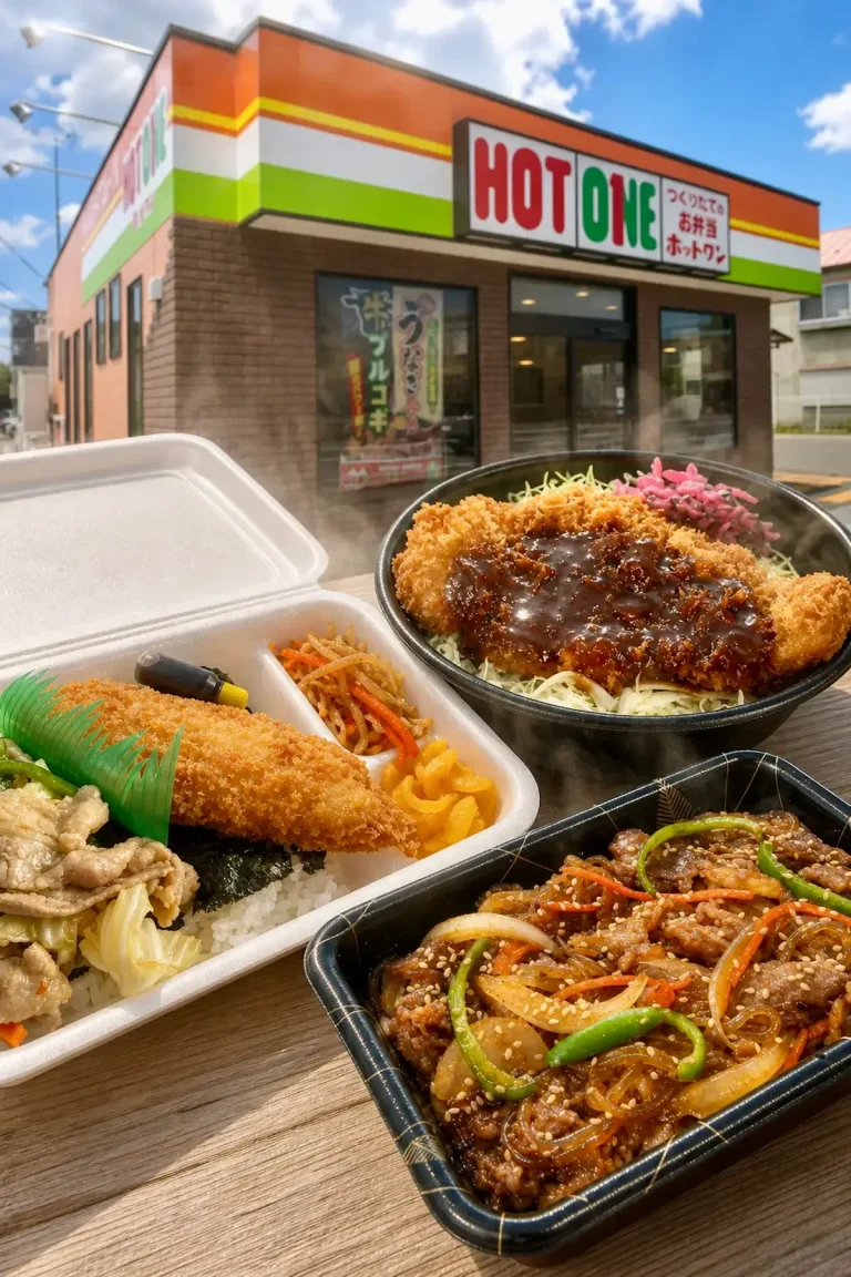 HOT ONE 西二番町店の外観と作りたて弁当