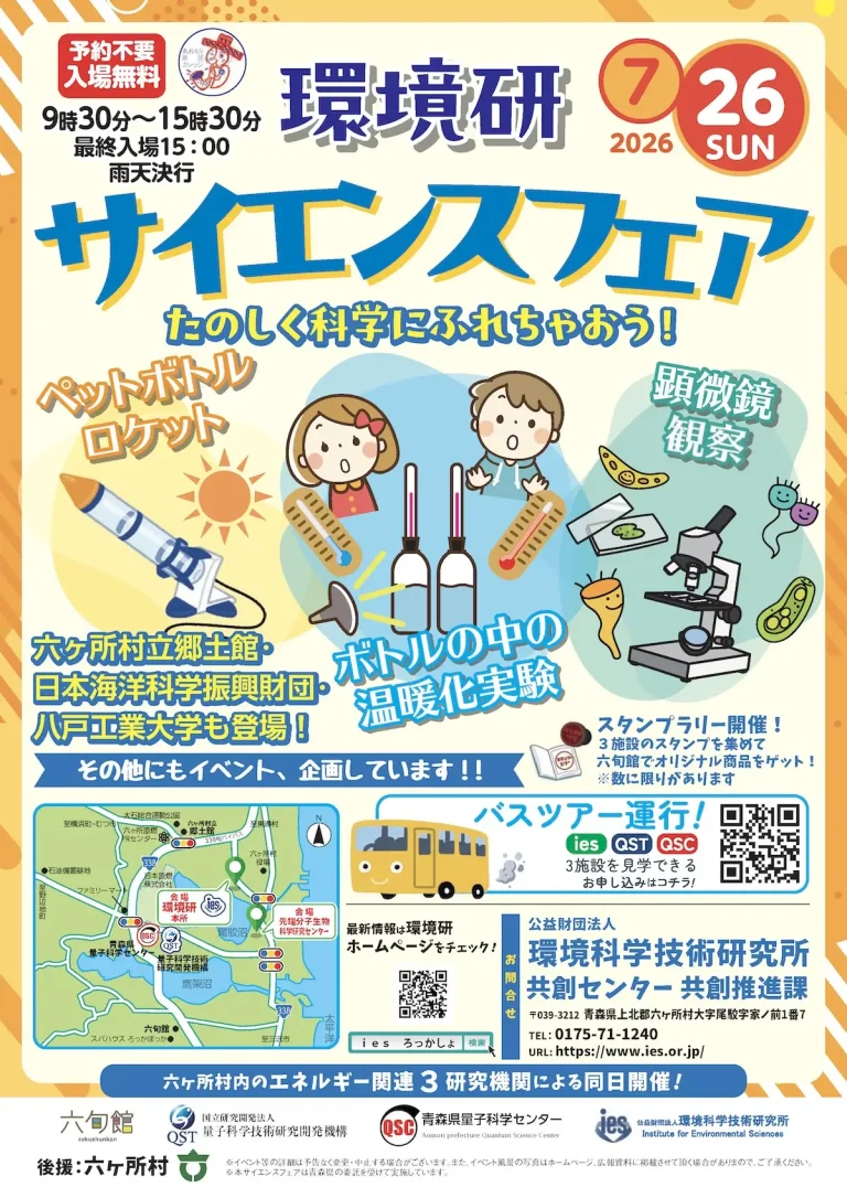 環境研サイエンスフェア 青森県六ヶ所村の科学体験イベント告知チラシ画像