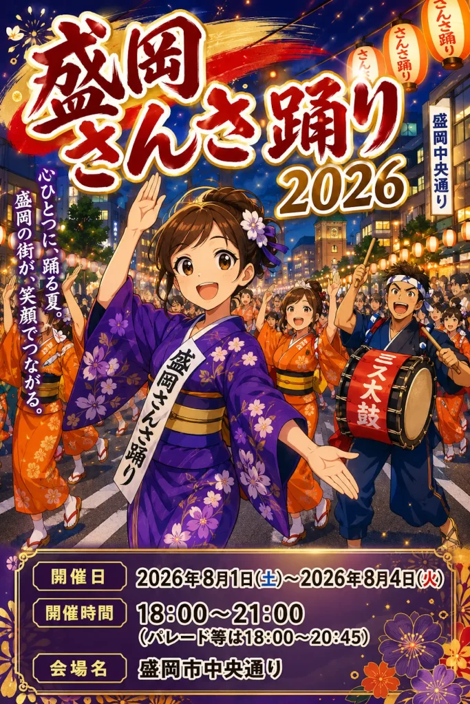 盛岡さんさ踊り | 8/1(土)〜8/4(火) | 日本一の太鼓大パレードと華麗な演舞 | 岩手県盛岡市