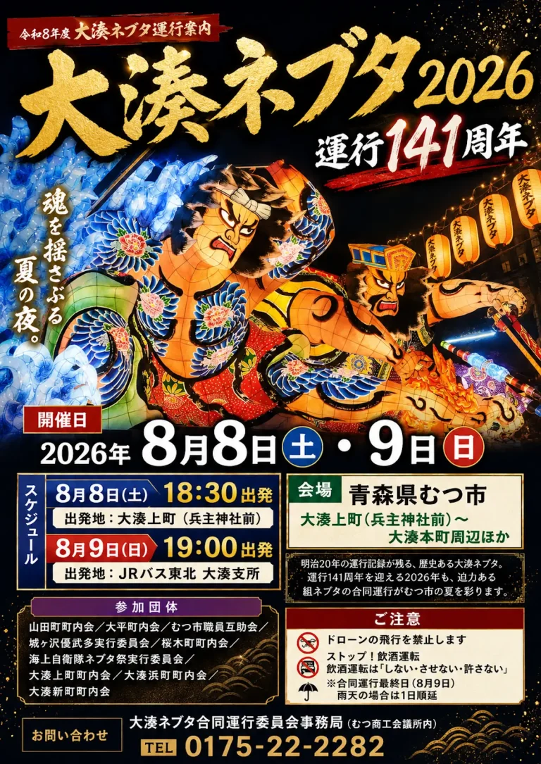 大湊ネブタ2026 青森県むつ市のイベントチラシ画像