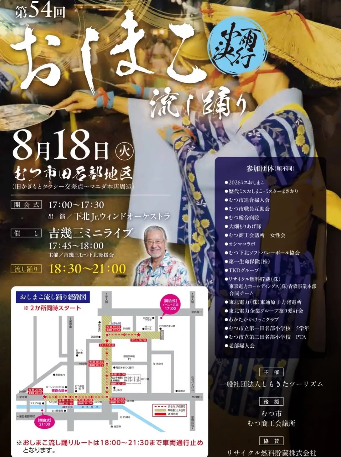 第54回 おしまこ流し踊り 青森県むつ市のイベント告知ポスター