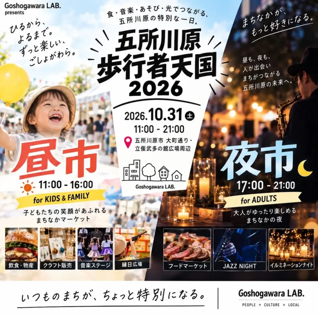五所川原歩行者天国2026 青森県五所川原市の昼市夜市イベント告知画像
